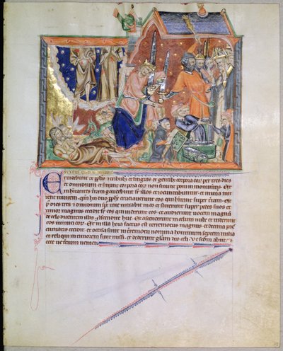 I testimoni sono lasciati insepolti e le loro anime ascendono al Cielo, dal Gulbenkian Apocalypse, c.1265-70 da English School